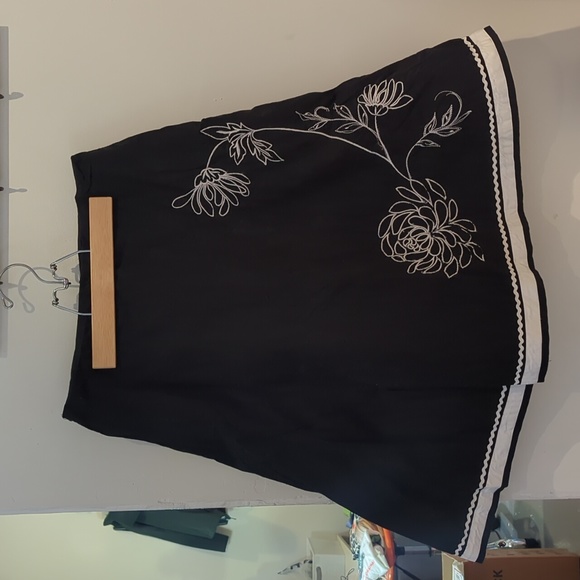 Vintage 00s Allison Taylor Size 4 black white embroidered rick rack A line - Picture 1 of 6